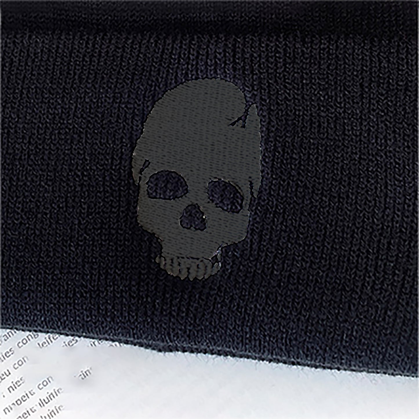 Knitted Beanie with Skull Embroidery Warm Winter Hat for Gothic, Punk & Casual Styles