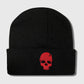 Knitted Beanie with Skull Embroidery Warm Winter Hat for Gothic, Punk & Casual Styles