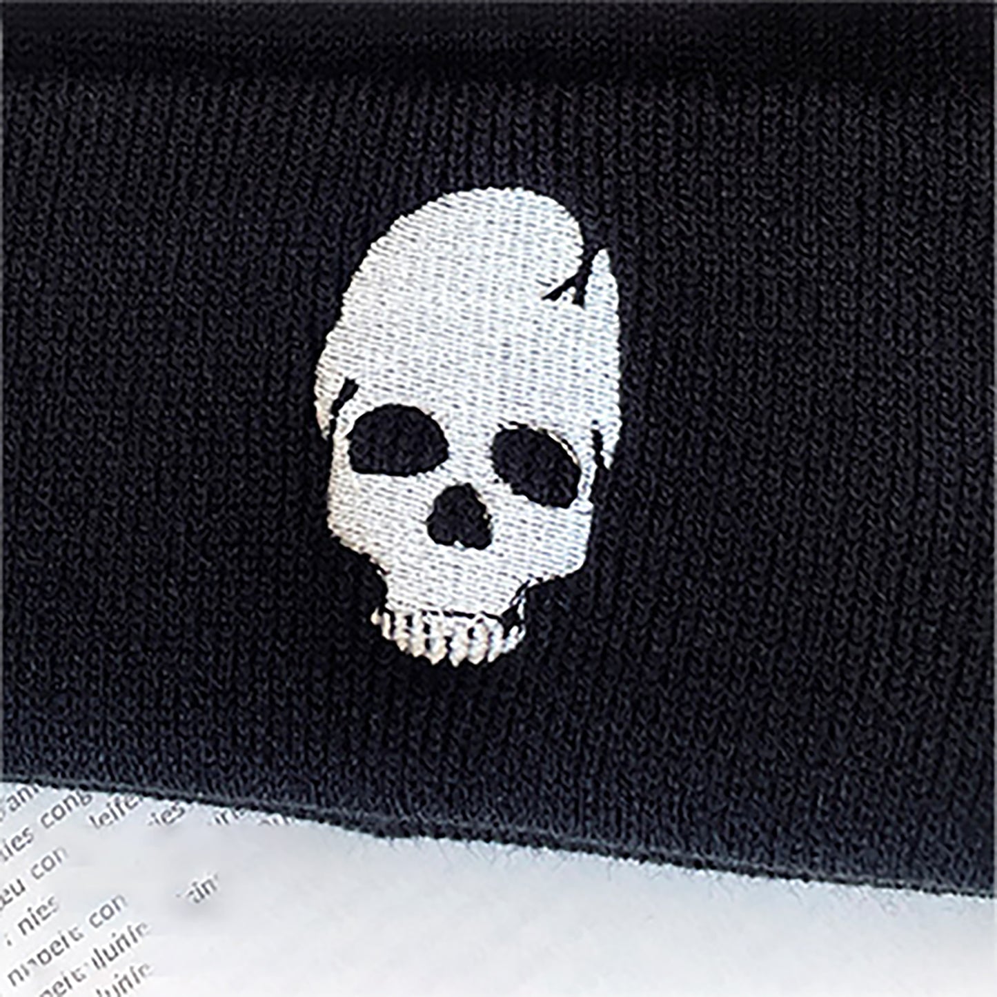 Knitted Beanie with Skull Embroidery Warm Winter Hat for Gothic, Punk & Casual Styles