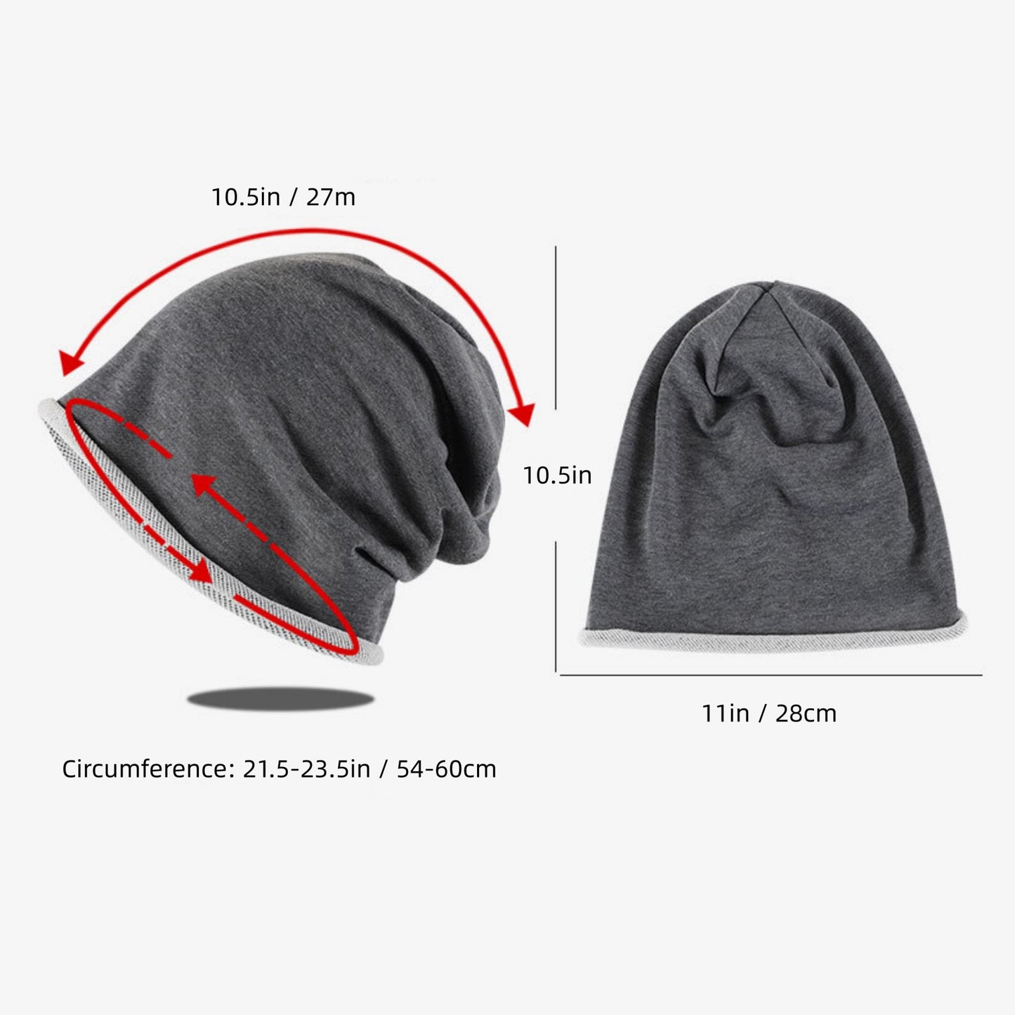 Casual Slouch Beanie with Contrast Trim Edge