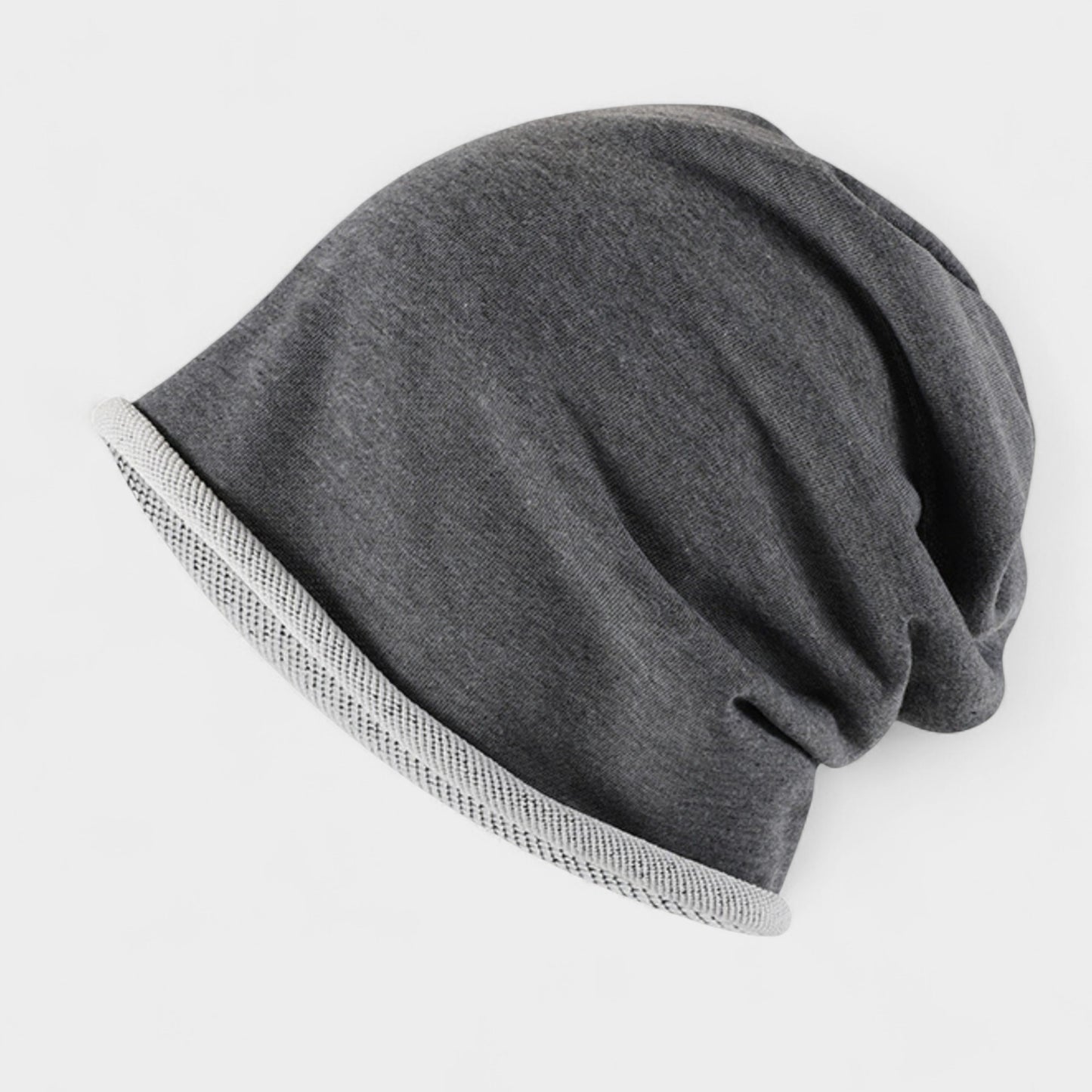 Casual Slouch Beanie with Contrast Trim Edge