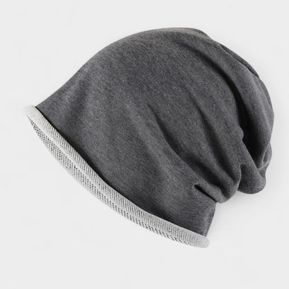 Casual Slouch Beanie with Contrast Trim Edge