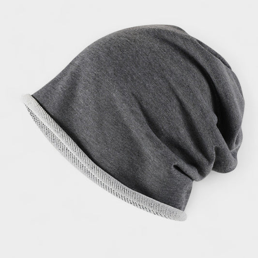 Casual Slouch Beanie with Contrast Trim Edge