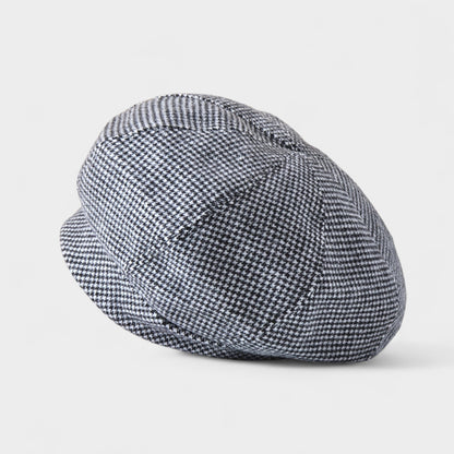Classic Houndstooth Wool Blend Newsboy Cap