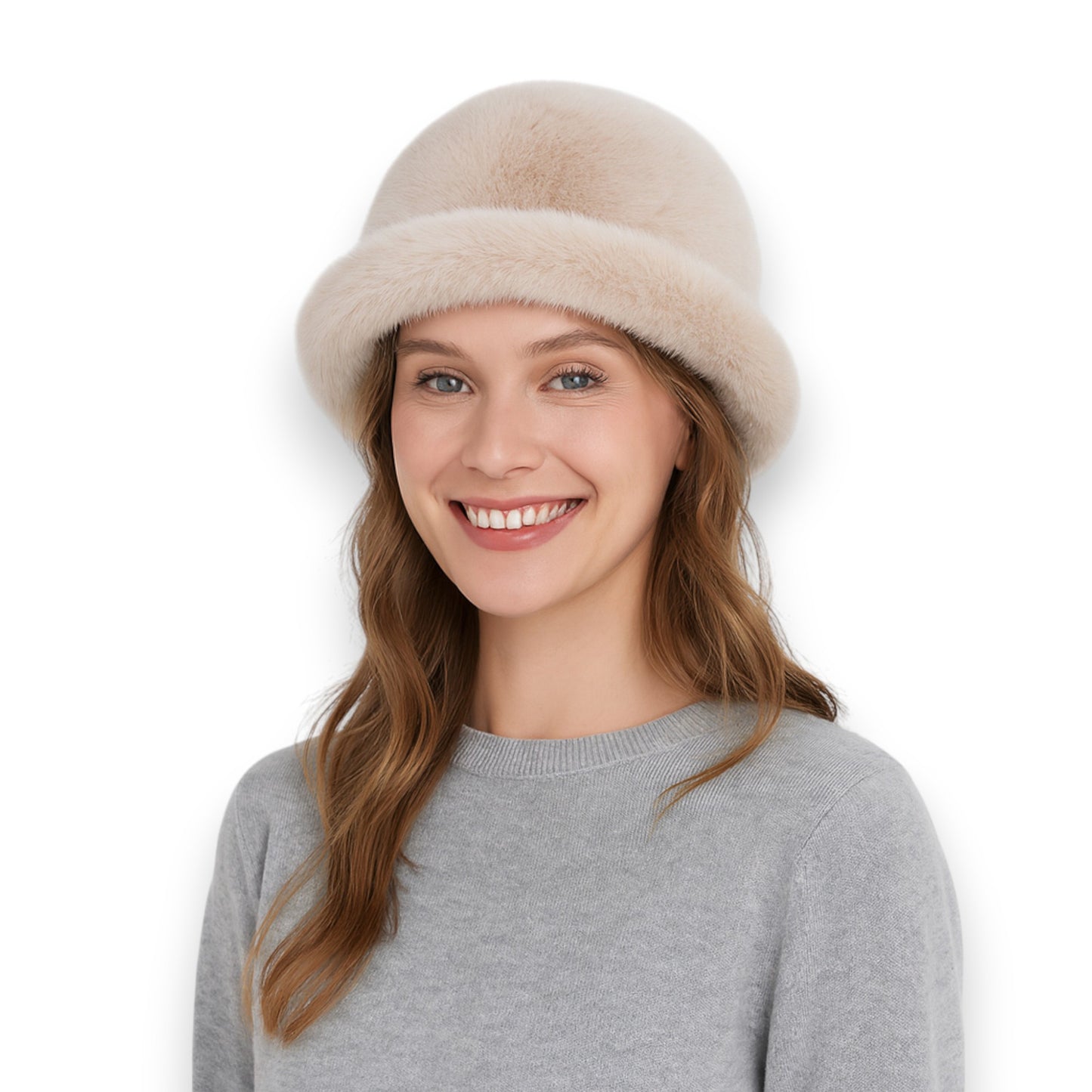 Plush Fuzzy Bucket Hat with Soft Warm Feel and Full-Cover Design