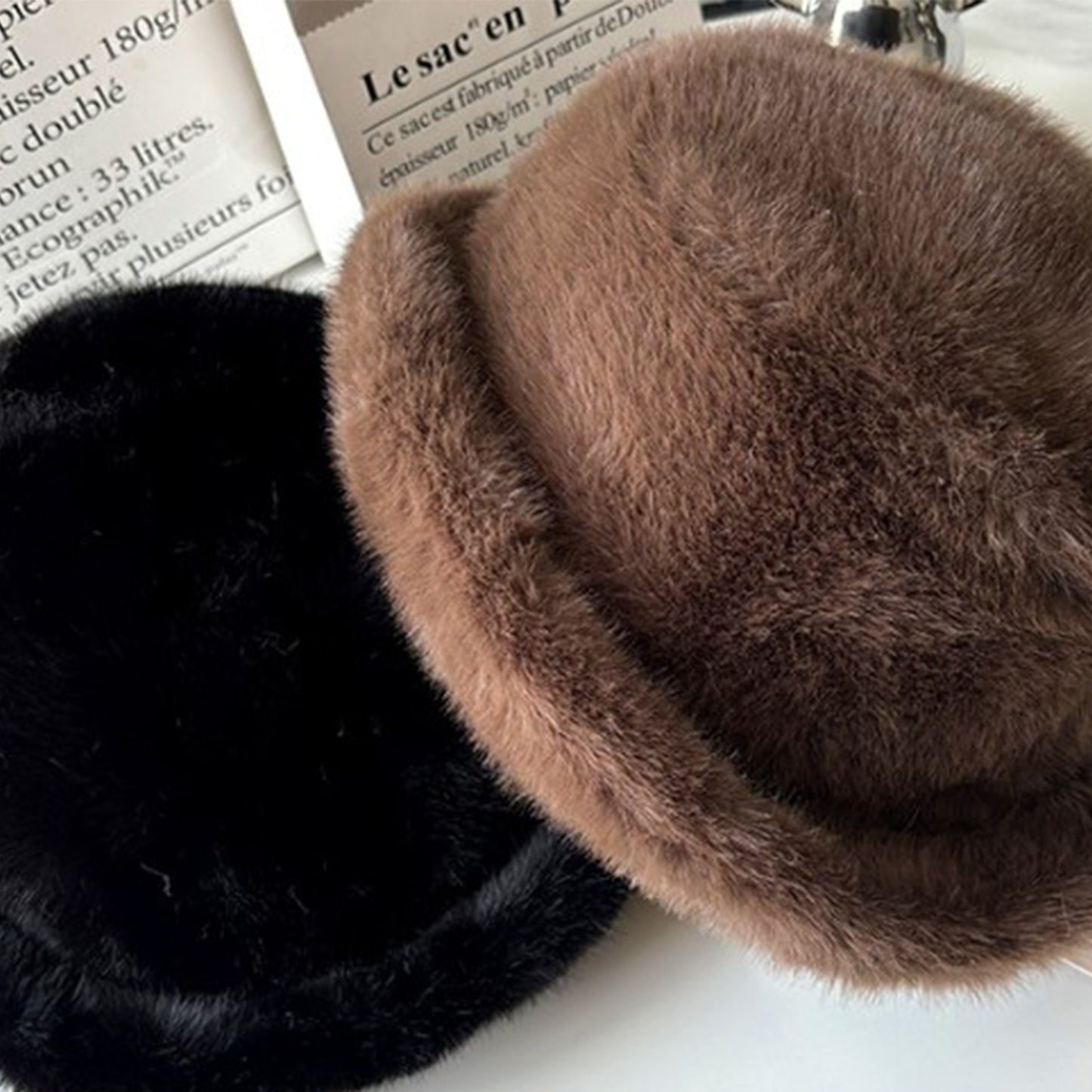 Plush Fuzzy Bucket Hat with Soft Warm Feel and Full-Cover Design