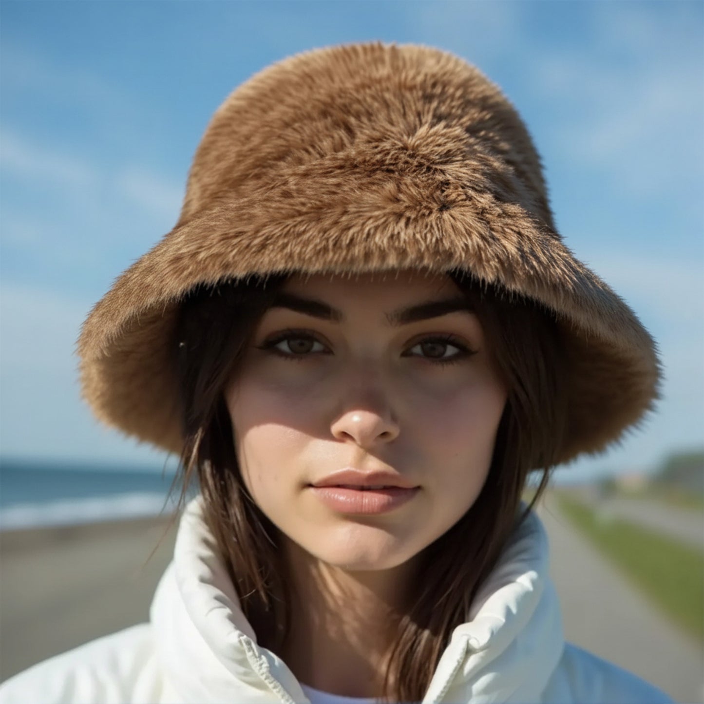 Plush Furry Bucket Hat with Soft Cozy Lining