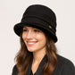 Warm Winter Cloche Hat with Faux Fur Trim