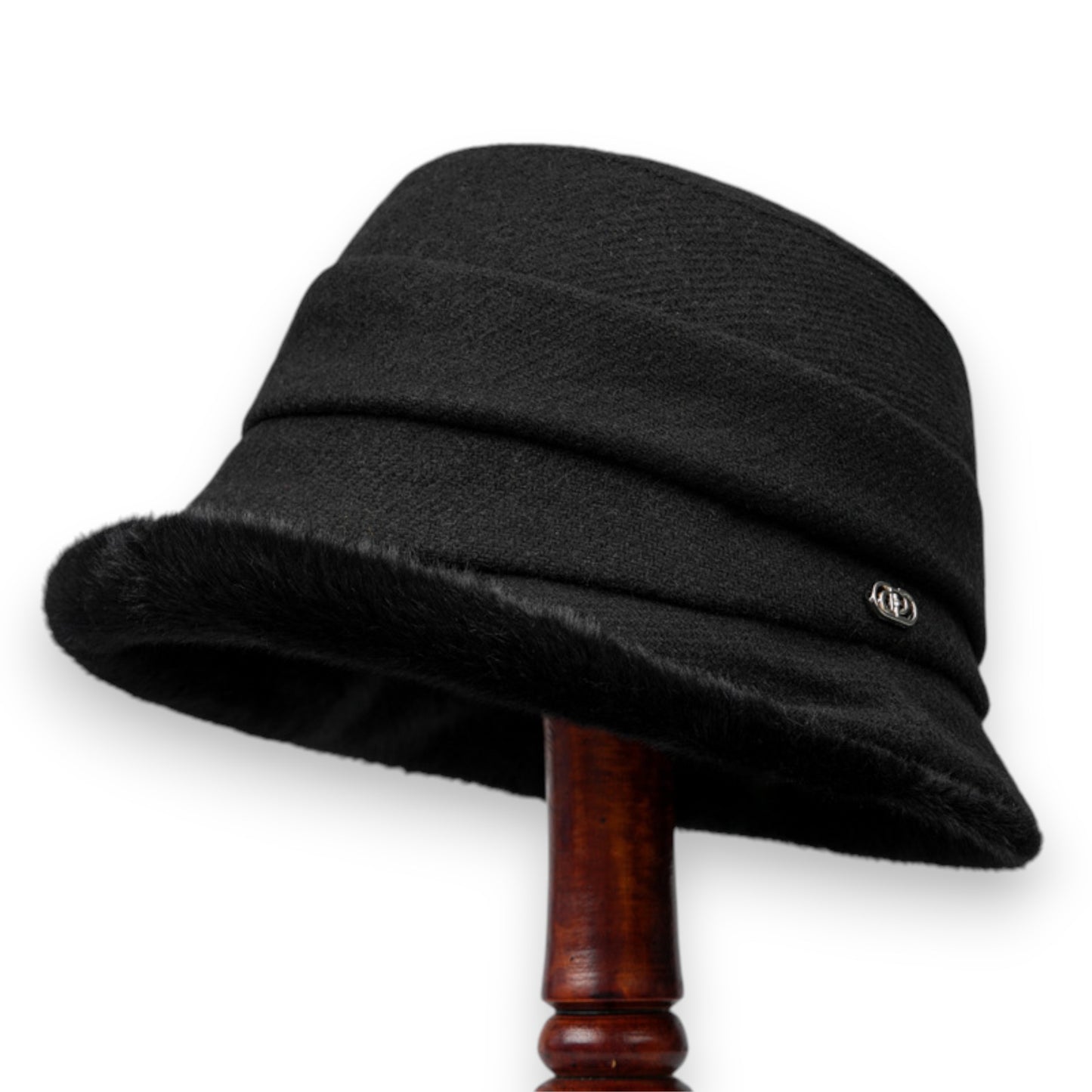 Warm Winter Cloche Hat with Faux Fur Trim
