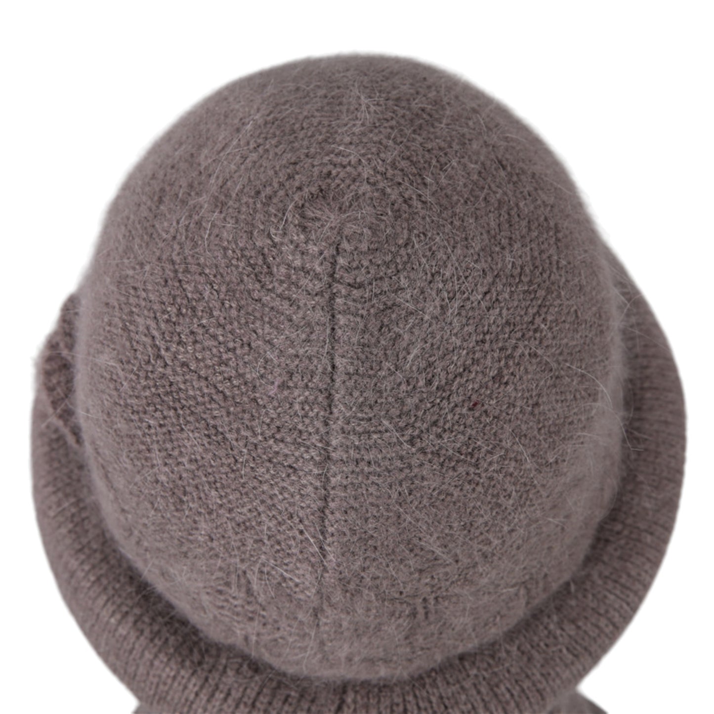 Soft Knit Winter Hat with Rolled Brim and Elegant Floral Detail