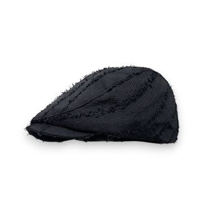 Retro Newsboy Cap with Textured Distressed Fabric and Adjustable Back Strap