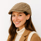 Retro Newsboy Cap with Textured Distressed Fabric and Adjustable Back Strap