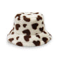 Valentine Plush Heart Pattern Bucket Hat Soft Texture Cozy Winter Style