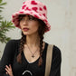 Valentine Plush Heart Pattern Bucket Hat Soft Texture Cozy Winter Style