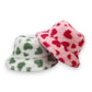 Valentine Plush Heart Pattern Bucket Hat Soft Texture Cozy Winter Style