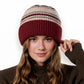 Soft Ribbed Knit Beanie Hat with Striped Pattern