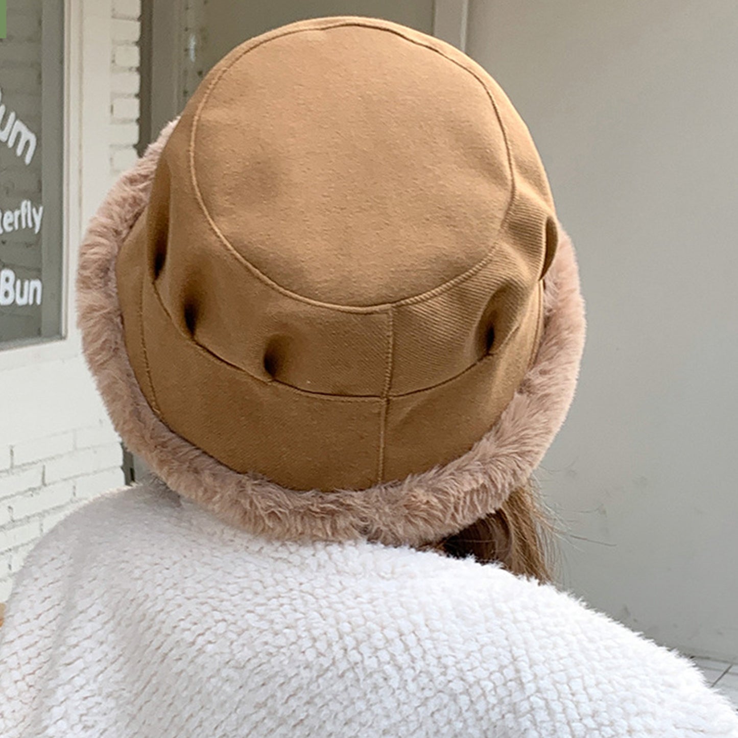 Plush Trim Bucket Hat Soft Foldable Design