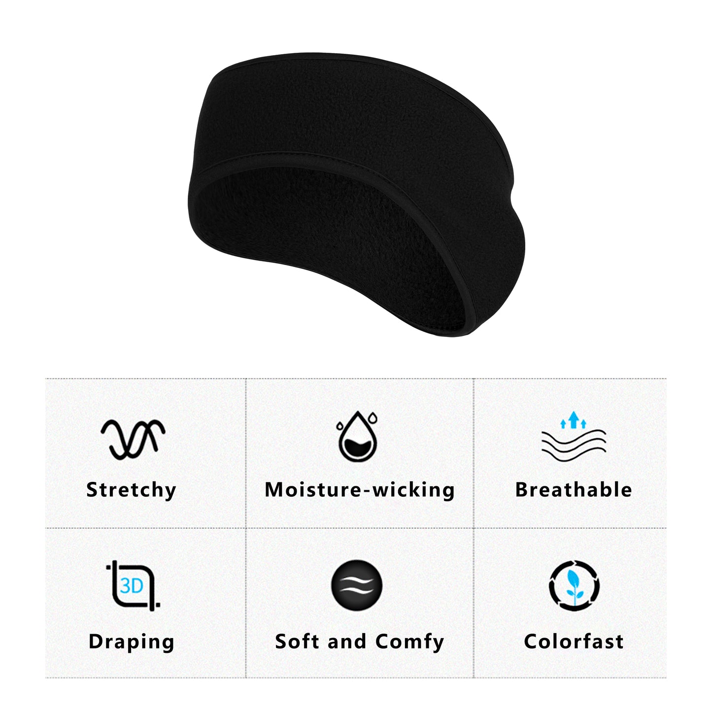 Winter Fleece Headband Moisture-Wicking for Running Sports Workouts Cold Weather Ear Warmer Unisex