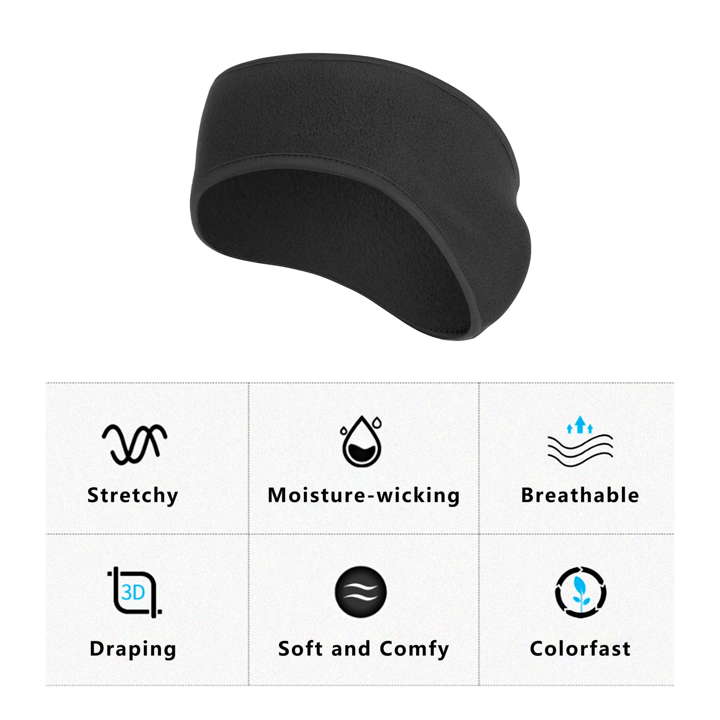 Winter Fleece Headband Moisture-Wicking for Running Sports Workouts Cold Weather Ear Warmer Unisex