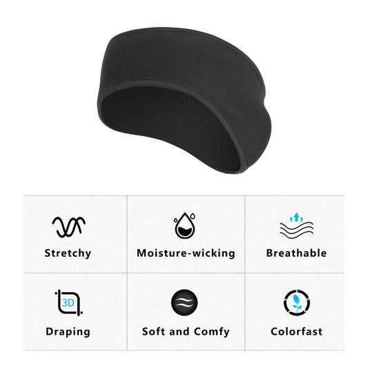 Winter Fleece Headband Moisture-Wicking for Running Sports Workouts Cold Weather Ear Warmer Unisex