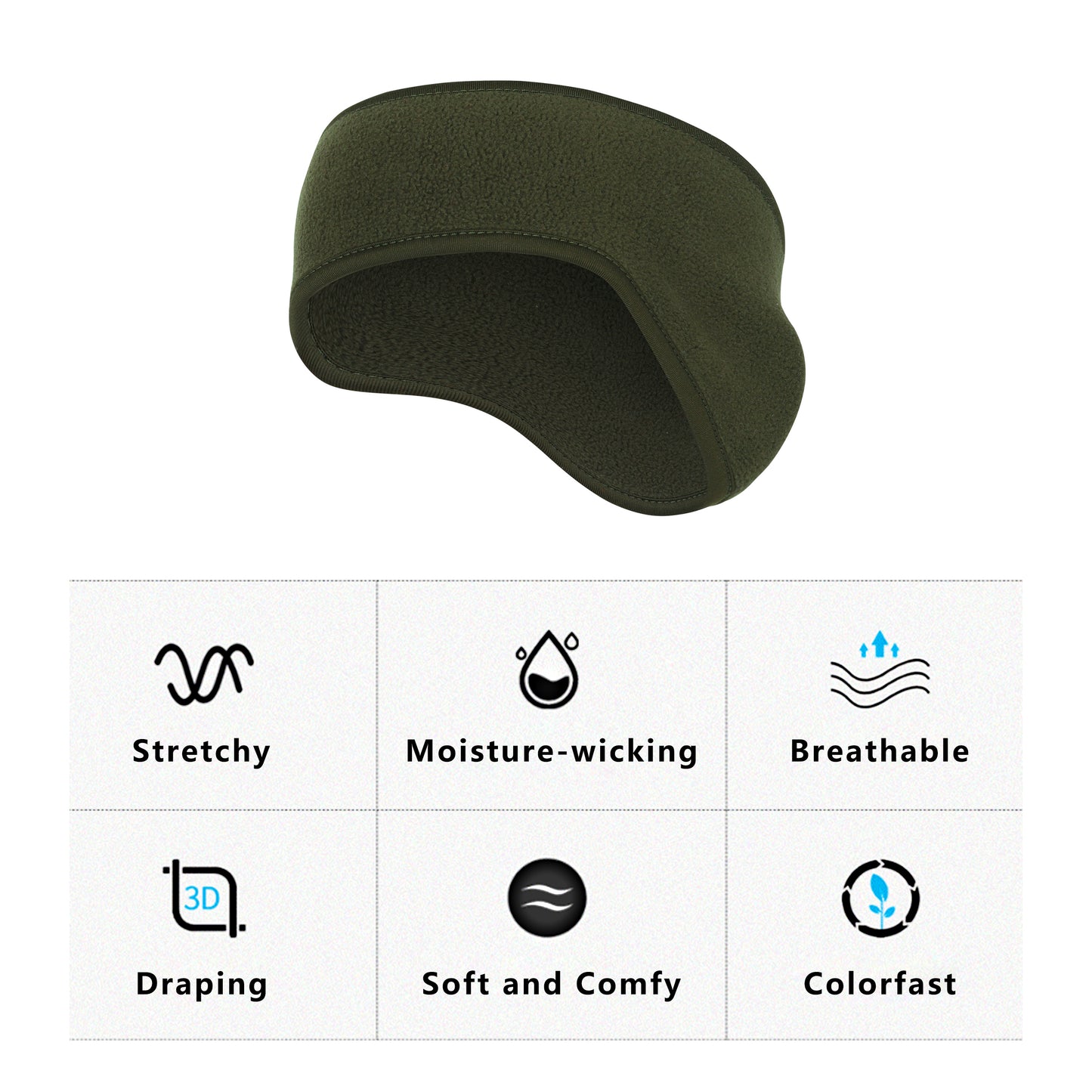 Winter Fleece Headband Moisture-Wicking for Running Sports Workouts Cold Weather Ear Warmer Unisex