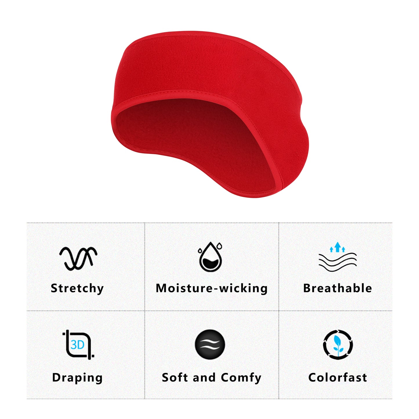 Winter Fleece Headband Moisture-Wicking for Running Sports Workouts Cold Weather Ear Warmer Unisex
