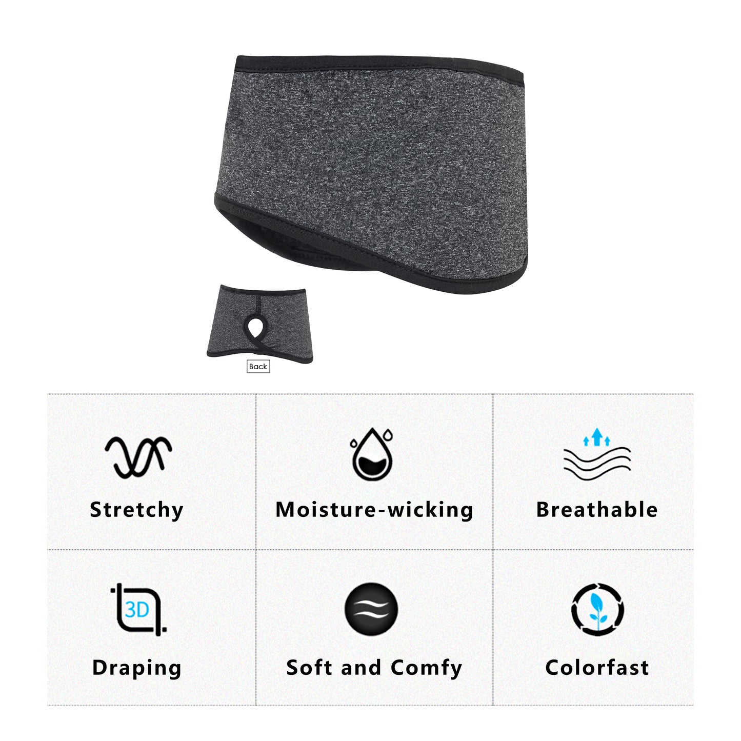 Ponytail Headband Moisture-Wicking for Running Exercise Workouts Winter Ear Warmer