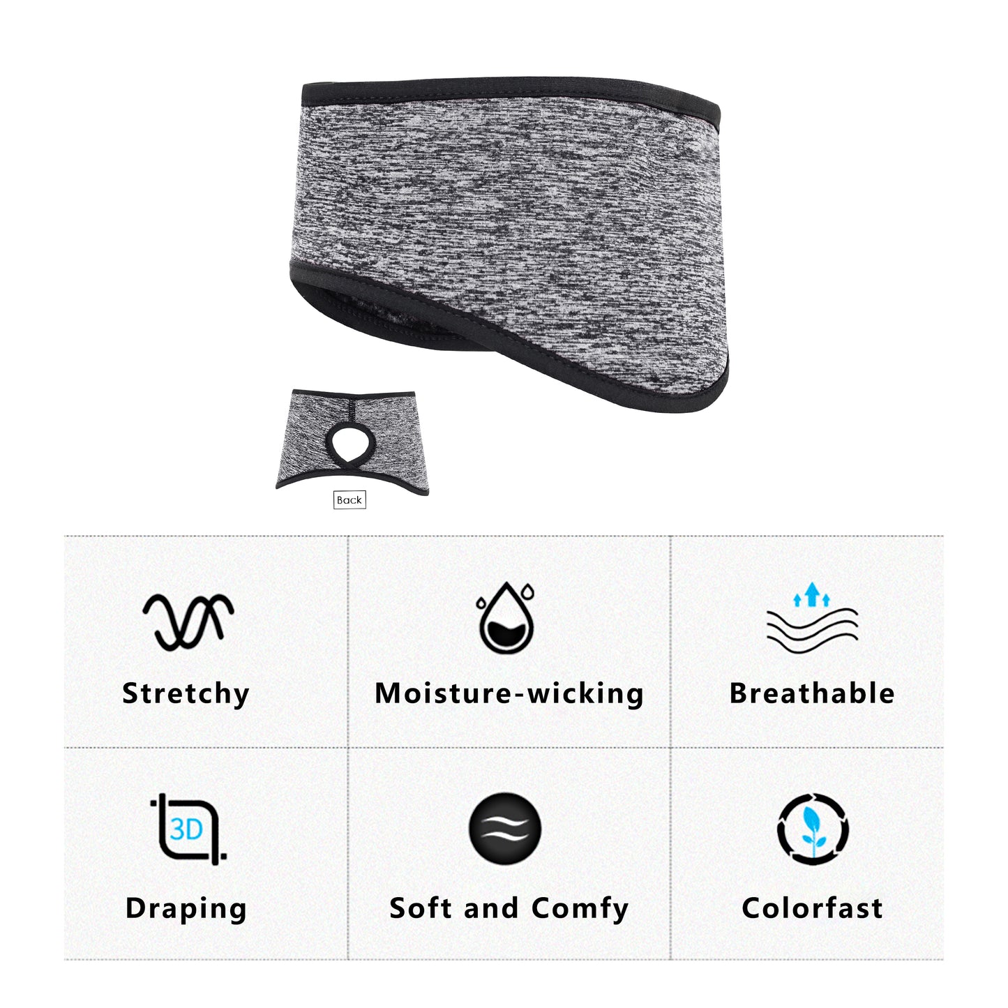 Ponytail Headband Moisture-Wicking for Running Exercise Workouts Winter Ear Warmer