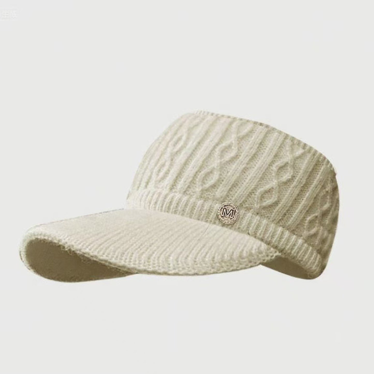 Plush Knit Ponytail Visor Hat with Soft Textured Cable Pattern and Curved Brim Design for Comfortable Everyday Cold-Weather Wear