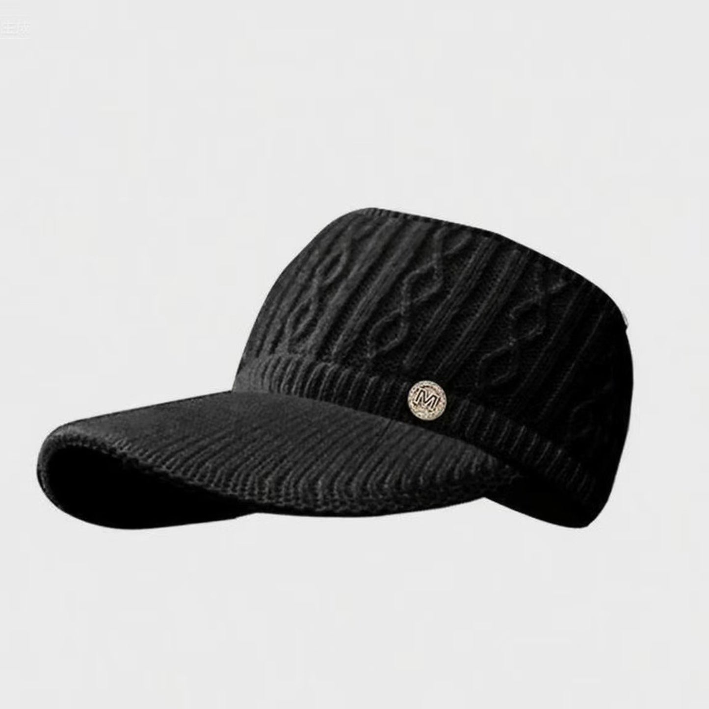 Plush Knit Ponytail Visor Hat with Soft Textured Cable Pattern and Curved Brim Design for Comfortable Everyday Cold-Weather Wear