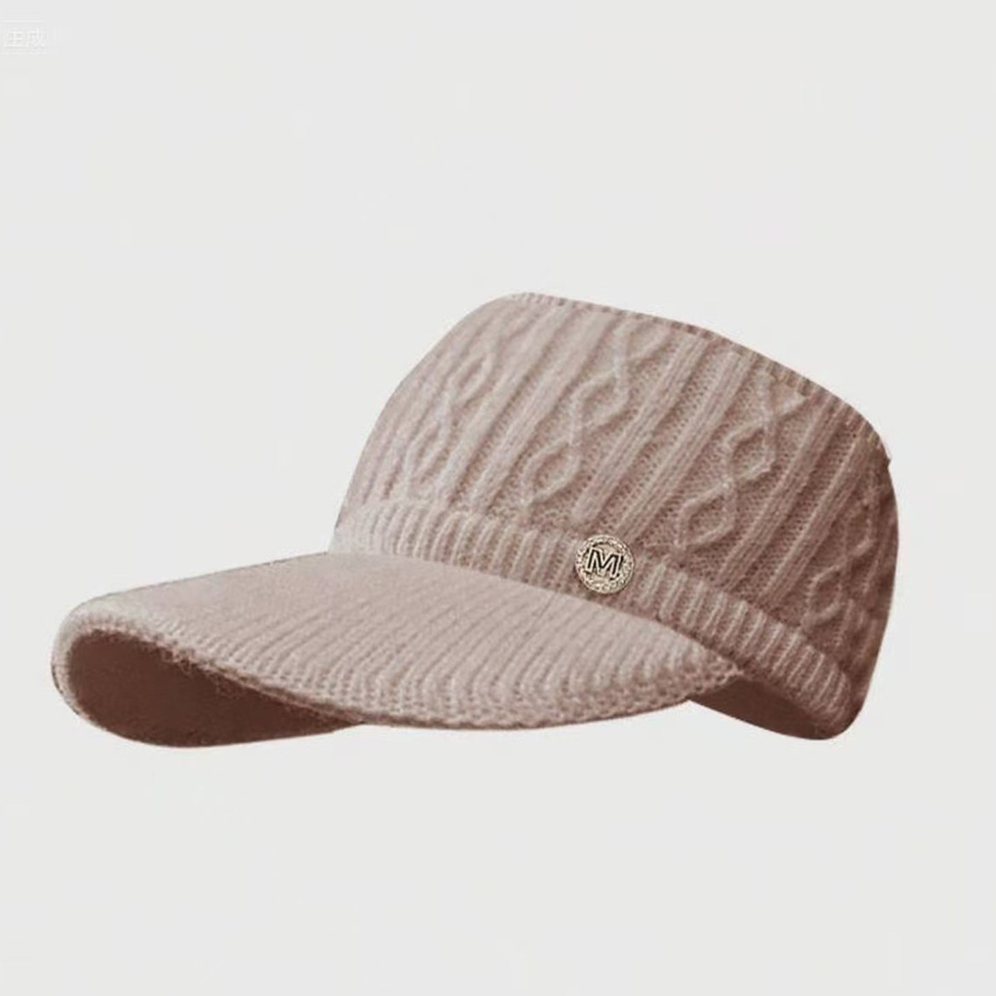 Plush Knit Ponytail Visor Hat with Soft Textured Cable Pattern and Curved Brim Design for Comfortable Everyday Cold-Weather Wear