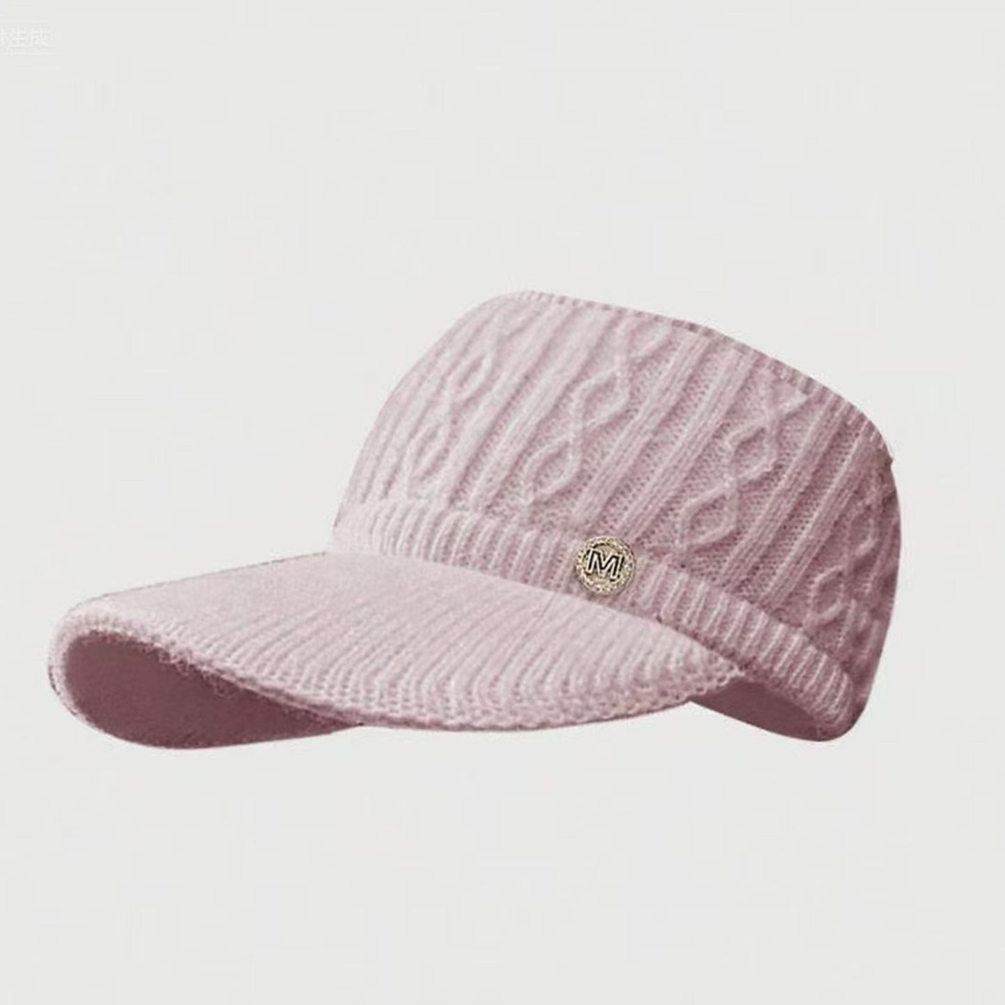 Plush Knit Ponytail Visor Hat with Soft Textured Cable Pattern and Curved Brim Design for Comfortable Everyday Cold-Weather Wear