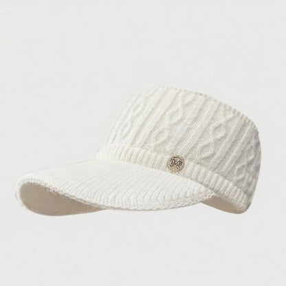 Plush Knit Ponytail Visor Hat with Soft Textured Cable Pattern and Curved Brim Design for Comfortable Everyday Cold-Weather Wear