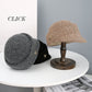 Knit Cloche Hat with Structured Brim and Decorative Metal Accent