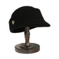 Knit Cloche Hat with Structured Brim and Decorative Metal Accent