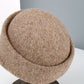 Knit Cloche Hat with Structured Brim and Decorative Metal Accent