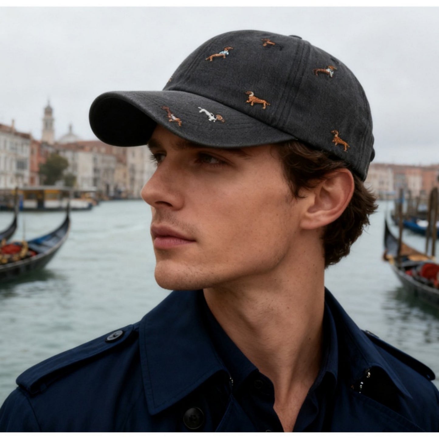 Embroidered Dog Baseball Cap with Curved Brim Soft Structured Crown and Adjustable Back Strap