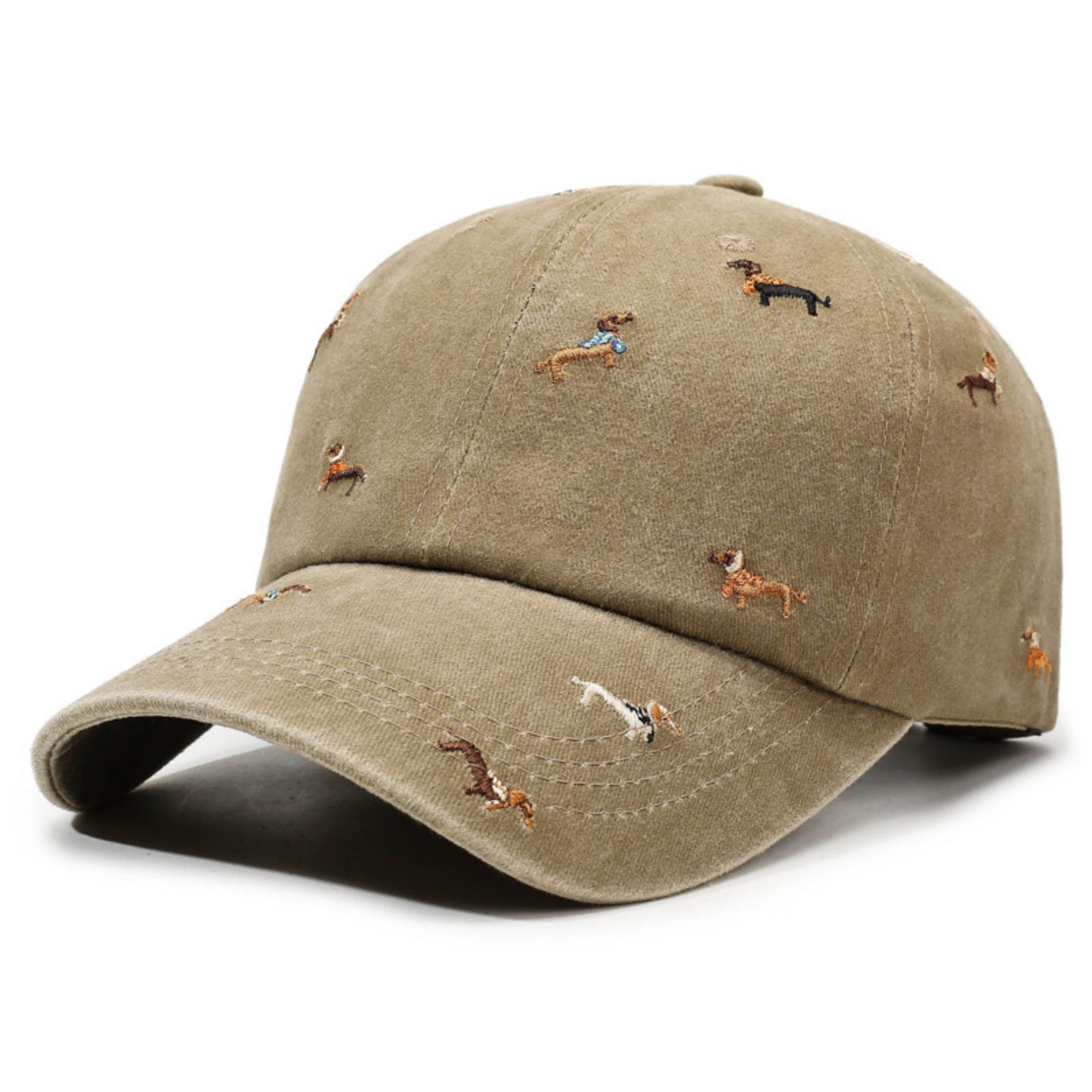 Embroidered Dog Baseball Cap with Curved Brim Soft Structured Crown and Adjustable Back Strap