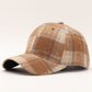 Plaid Baseball Cap with Curved Brim Soft Structured Crown and Adjustable Back Strap