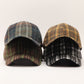 Plaid Baseball Cap with Curved Brim Soft Structured Crown and Adjustable Back Strap