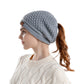 Womens Knit Beanie Hat with Ponytail Opening Soft Slouchy Winter Cap
