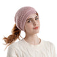 Womens Knit Beanie Hat with Ponytail Opening Soft Slouchy Winter Cap
