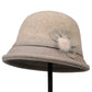 Womens Soft Felt Cloche Hat with Decorative Flower Accent