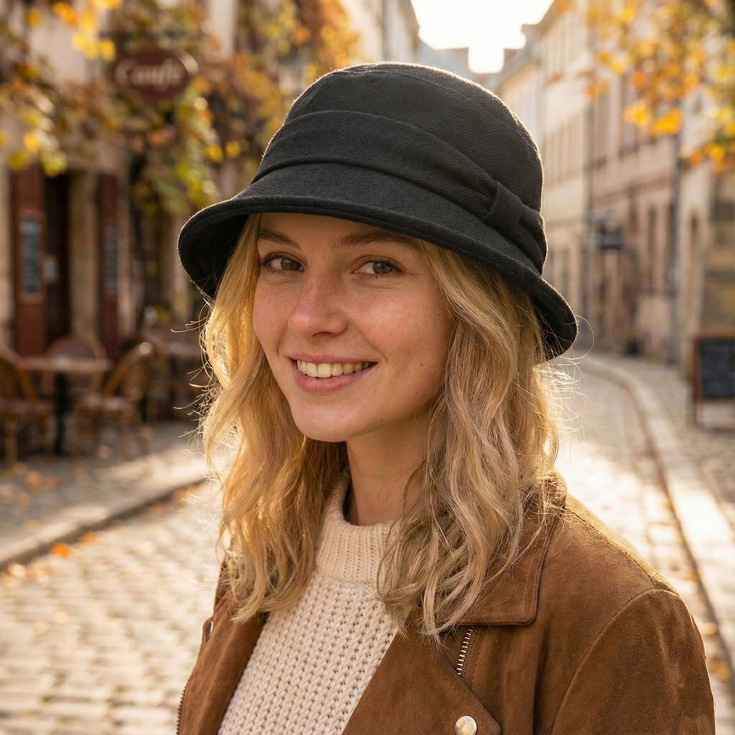 Womens Soft Structured Cloche Hat with Classic Side Band