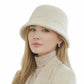 Faux Fur Bucket Hat with Pearl Trim Detail Soft Textured Finish and Structured Cozy Winter Headwear 22-22.8in