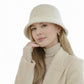 Faux Fur Bucket Hat with Pearl Trim Detail Soft Textured Finish and Structured Cozy Winter Headwear 22-22.8in