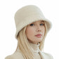 Faux Fur Bucket Hat with Pearl Trim Detail Soft Textured Finish and Structured Cozy Winter Headwear 22-22.8in