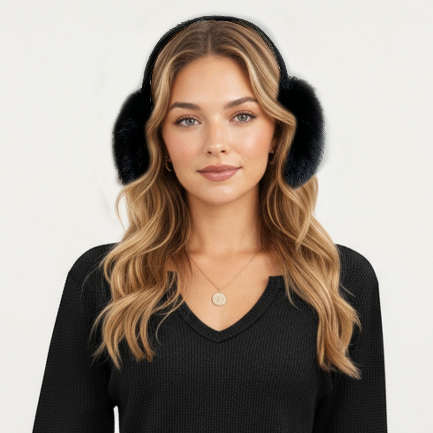 Plush Faux Fur Earmuffs with Soft Cushioned Ear Covers and Lightweight Comfortable Wraparound Headband Design