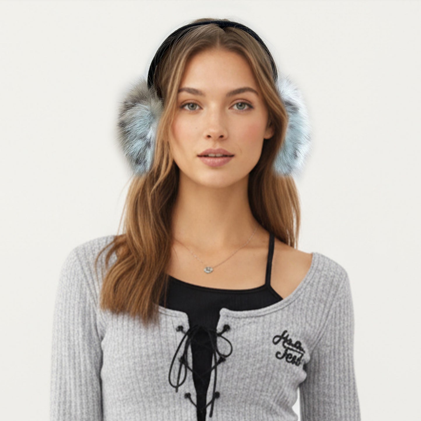 Plush Faux Fur Earmuffs with Soft Cushioned Ear Covers and Lightweight Comfortable Wraparound Headband Design