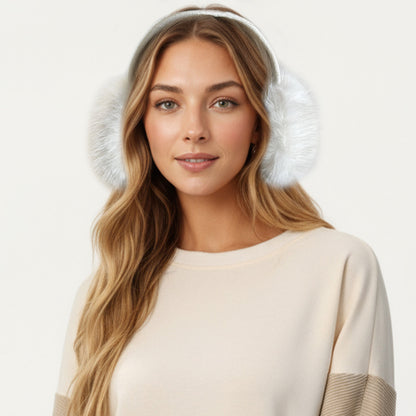 Plush Faux Fur Earmuffs with Soft Cushioned Ear Covers and Lightweight Comfortable Wraparound Headband Design
